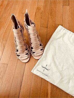 Pour La Victoire Blush Strappy High-Heel Gladiator Sandals